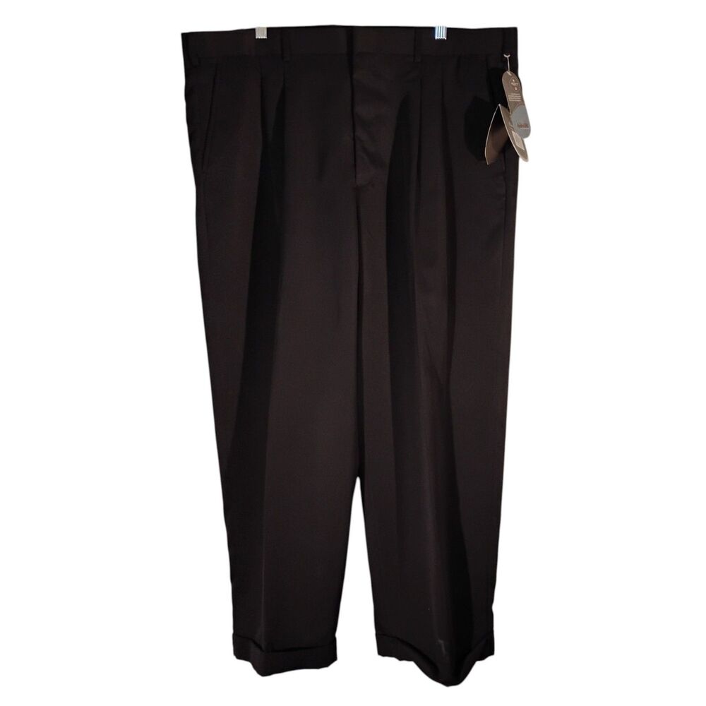 Walter Hagen golf pants mens 40x30 black double pleated hyddro-dri NWT khaki